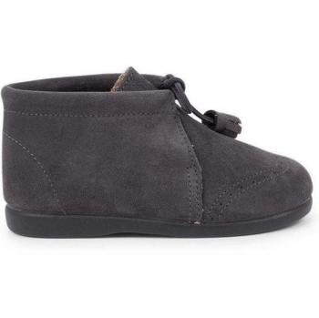 Botas de piel serraje para bebés con picado y borlas