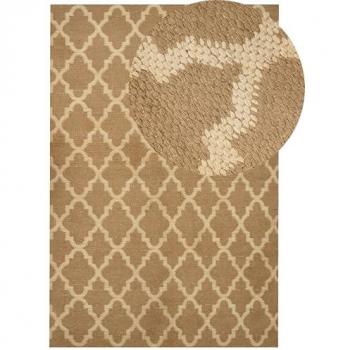 Boho Teppich Beige Jute Rechteckig 200x300 cm Handgewebt für Esszimmer