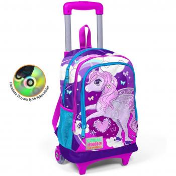 Einhorn-Muster Schulrucksack für Kinder in Lila und Rosa 23908
