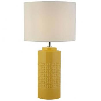 Aurora di Giallo: Lampada da scrivania Charleston con base ceramica e copertura bianca