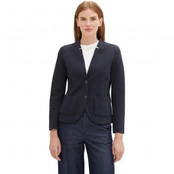TOM TAILOR Damen Blazer mit Ottoman Struktur, blau, Uni, Gr. S