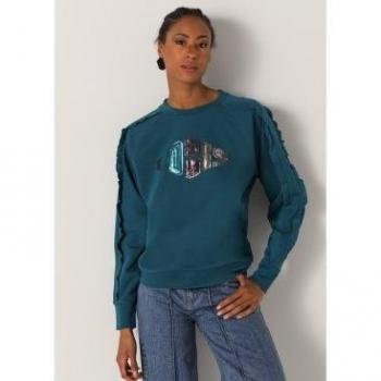 Sudadera Lois Jeans con volantes en verde