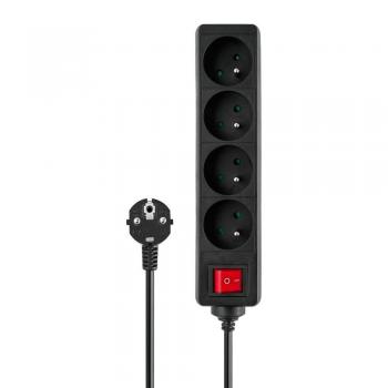 1.5m Black Power Strip 4 Outlets LZ-13