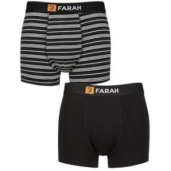 Farah Mens’ Double Pack Fitted Cotton Trunks – Black with Fine Stripe, XL
