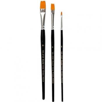 Gold Line Flat Artist Brushes, 2+8+12, W: 3+9+12 mm, Set of 3