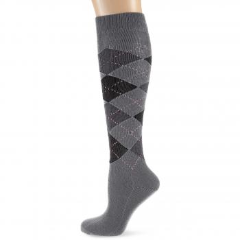 Burlington Ladies Extra Soft Knee High Socks Grey Argyle
