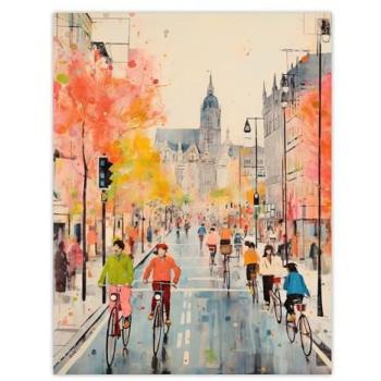 Wee Blue Coo Amsterdam Cycle Watercolor Wall Decor – 18×24”