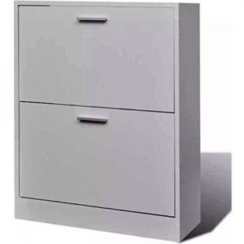 Zapatero de madera con 2 compartimentos blancos