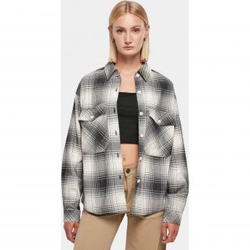 Camicia Oversized Urban Classics a Maniche Lunghe Check Bianco Sabbia/Nero 5XL