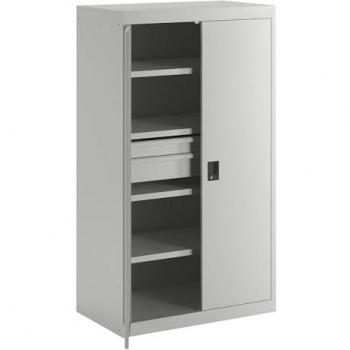 Lista Sturdy Cupboard, 3 Shelves, 2 Drawers, Light Grey