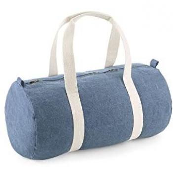 Denim Travel Barrel Bag
