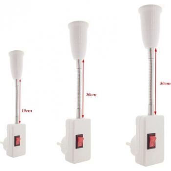 Adaptador Extensor Lámpara E27 Base Pared Blanco-Plateado