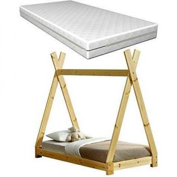 Letto per Bambini con Materasso a Schiuma Fredda 70 x 140 cm Fodera Rimovibile