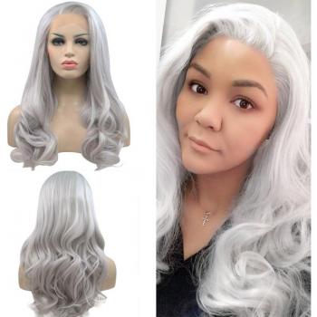 Perruque Femme Ondulée Argent Gris