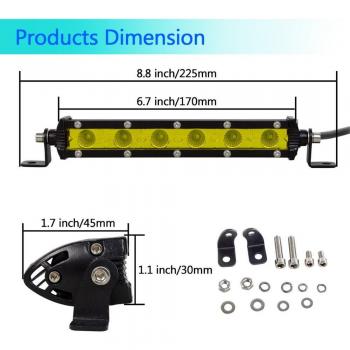 Barre lumineuse de travail LED slim 7-38 pouces jaune pour ATV et UTV
