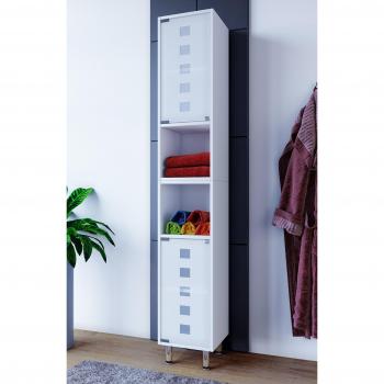 VCM Darola Badmöbel Standschrank 180 × 30 × 30 cm, Weiß mit Glastür