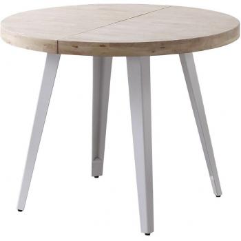 Mesa Extensible Redonda 100 cm con Estilo Industrial y Patas Blancas
