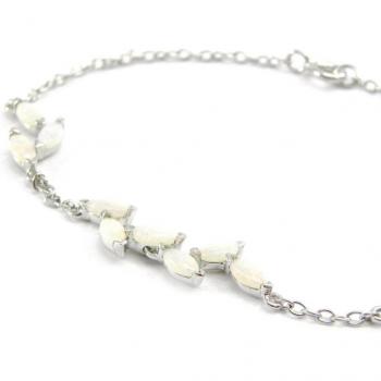 Rhodium-Plated Goddess Opal Bracelet, 8mm, White Silver
