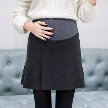 Pregnant Women's Wool Skirt, Maternity Cotton Clothes, Spring Autumn Plus Size