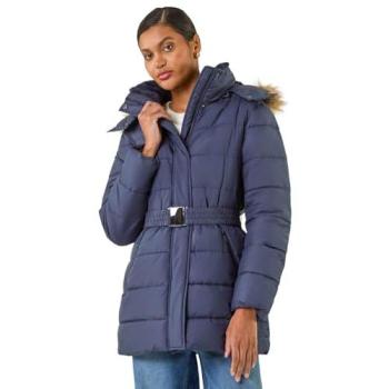 Gilet matelassé « Roman Bleu » à la ceinture, faux duvet