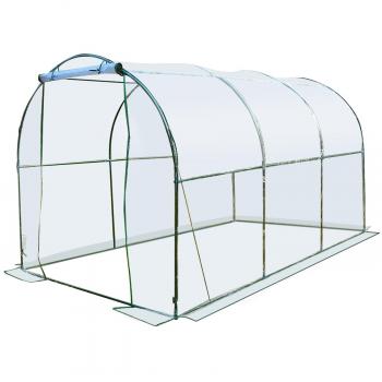Outsunny Polytunnel Greenhouse with Roll-up Door Steel Frame PVC Cover 2.5 x 2m