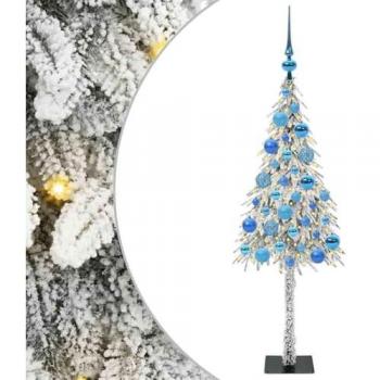 Albero Festivo vitaXL 120 cm con 150 Lampadine Bianco, PE e Acciaio