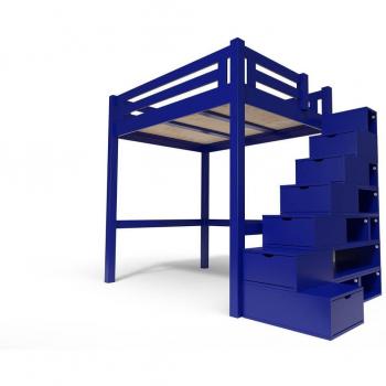 Lit Mezzanine Bois 160x200 avec Escalier Cube