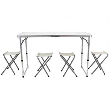 Mesa Plegable Tradineur 120x60cm: Aluminio y MDF en Maletín