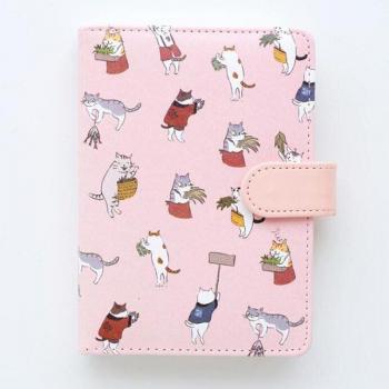 Notebook Cute Cat con Cubierta de Cuero y Papel Colorido