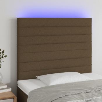 Día y Noche Cabecero con luces LED tela marrón oscuro 90x5x118/128 cm