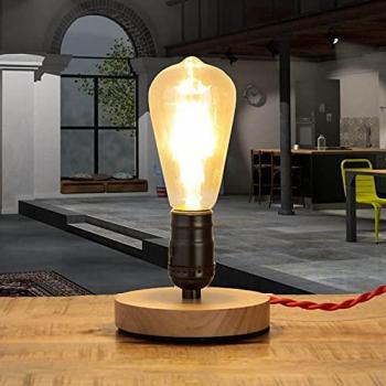Licht-Erlebnisse Kleine Tischleuchte Holz Metall E27 Vintage Design