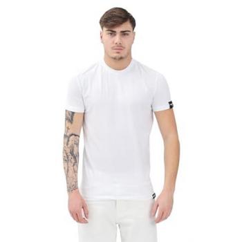 T-Shirt Uomo DSQUARED2 Bianco con Patch Nera