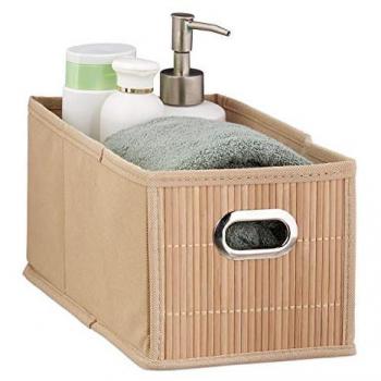 Bambus Aufbewahrungskorb schmal, rechteckig, faltbar, Badorganizer 14 x 15 x 31 cm, natur