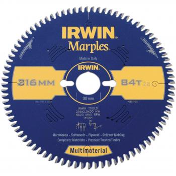 Irwin 84‑TTC Circular Saw Blade, 216 mm × 30 mm