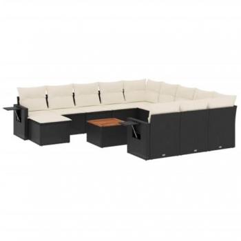 Canapés de terrasse 13 pcs en résine tressée noire