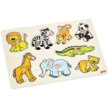 Goki Puzzle Animali dello zoo in legno, 8 pezzi