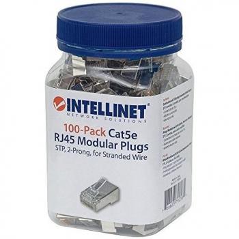 Intellinet RJ45 Plug Cat5e Gold Plated 2 Prong for Stranded Wire Pack of 100 STP
