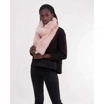 Bufanda de piel natural rosa suave para mujer