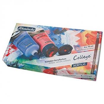 Kreativ-Acrylfarben-Set 8 x 75 ml mit 2 hochwertigen Pinseln