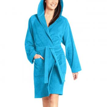 Vossen Damen Bademantel Texas, Einfarbig, Blau (turquoise 557), S (36-40)