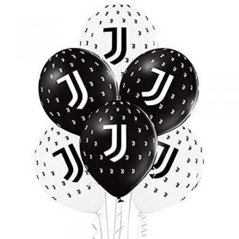 Ballons sportifs Juventus 12×30 cm, couleur noir et blanc en latex