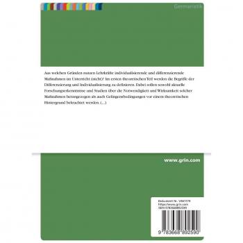 Individualisierung und Differenzierung im Unterricht: Welche Meinungen, Haltungen und subjektiven Wahrnehmungen vertreten Deutschlehrkräfte zur ... Förderung besonders im Bereich Schreiben?