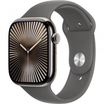 Reloj Inteligente Apple Watch Series 10 GPS + Celular 46mm Titanio Natural Correa Deportiva Gris Piedra S/M