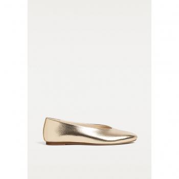 Stradivarius Gold Ballet Flats Round Vamp – Size 10