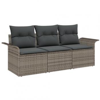 Ensemble de 3 Canapés de Jardin en Rattan Poly Gris
