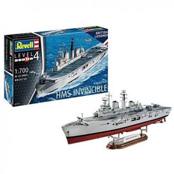 Kit di Montaggio Modello Nave Portaerei HMS Invincible (Guerra delle Falkland) 1:700 Non Laccato