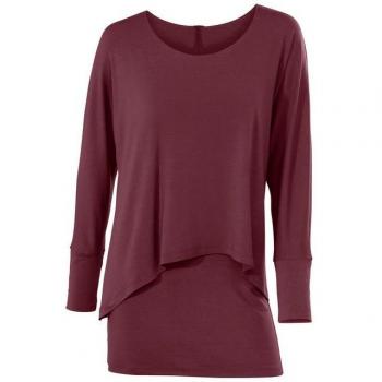 HEINE Unifarbenes Rundhalsshirt – Rot, Größe 42