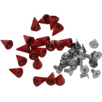 Tachuelas rojas decorativas de metal con tornillo de bala y punta de cono para trabajos en cuero