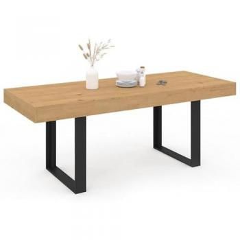 Tavolo da pranzo Oregon allungabile 6-10 posti in rovere e nero 160-200 cm