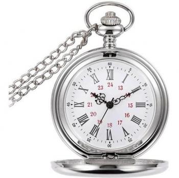 Reloj de Bolsillo Clásico con Cadena Fob de Plata